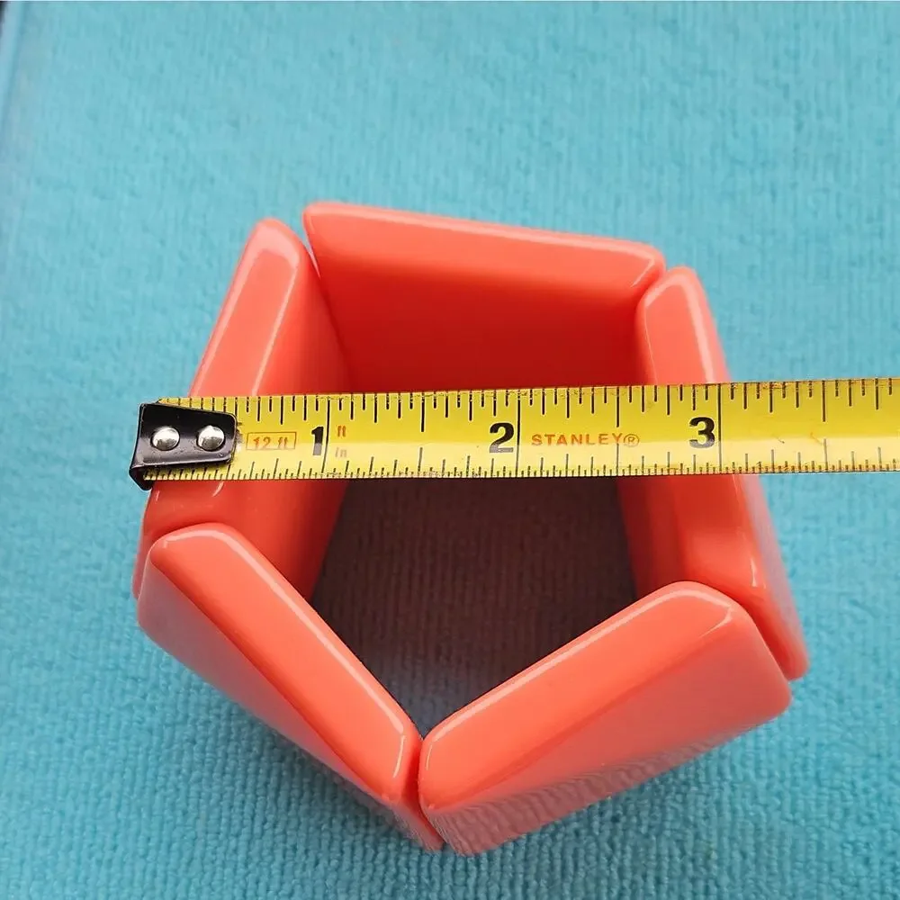 2 VTG Chunky Stretch Bangles Coral And Cream